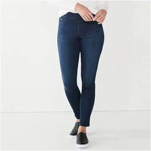 Nine West Women's Size 4 Pull on Skinny Jeans Jeggings Dark Wash Elastic Waist